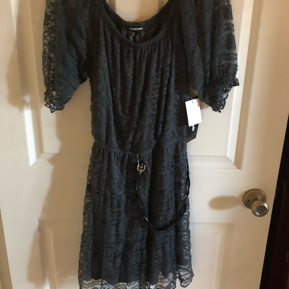 My Michelle Gray Lace Dress - Picture 4 of 8